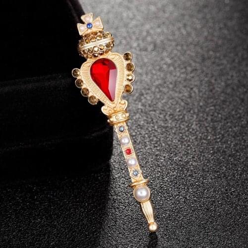 Europe Brand design Crown Magic wand brooch Kids Girls Clothes Accessories fashion hats pin womens imitation pearl broches pins