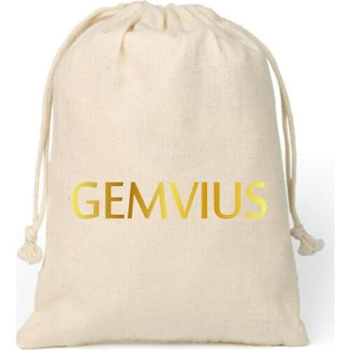 5500pcs 7*9cm cotton bag customized with 5.5cm gold color logo