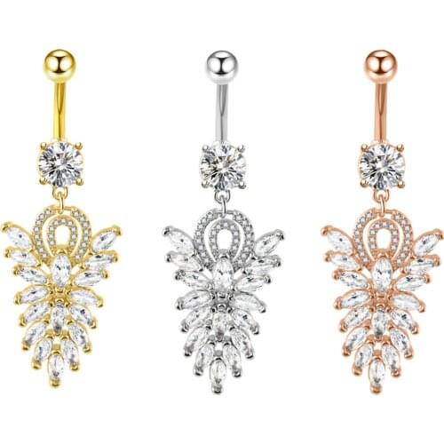 JUNLOWPY 14G Belly Button Rings Surgical Stainless Steel Belly Rings 10mm Navel Bar Piercing Navel Piercing Jewelry Wholesales