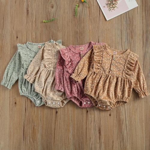 Autumn Spring Cute Newborn Baby Girls Clothes Fashion Floral Print Romper Stylish Long Sleeve Jumpsuit for Kids Girls