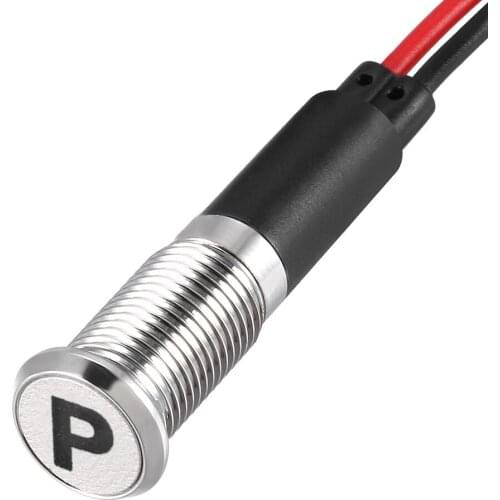 Uxcell Signal Indicator Light DC 12V 8mm Red LED Metal Shell with Symbol (Parking Stall) 2Pcs