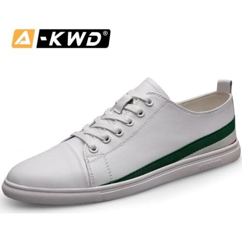 Fashion White Sneakers Men Genuine Leather Man Shoose Casual Mens Leather Shoes Zapatillas Blancas Hombre Simple Man Shoe 37-44