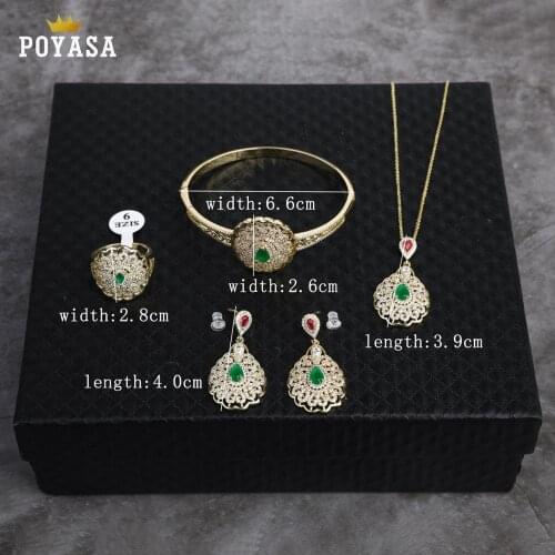 Moroccan Caftan wedding gold jewelry set for women red and green fashion jewelry set