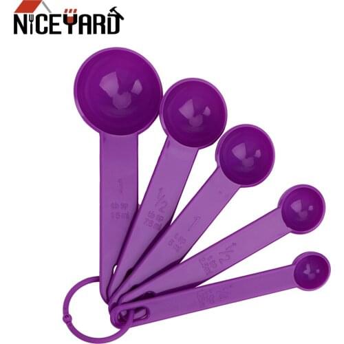 NICEYARD 5pcs/set Measuring Spoons Colorful Plastic (1.25/2.5/5/7.5/15ml) Measure Spoon Super Useful Sugar Cake Baking Spoon