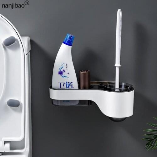 Wall-Mounted Toilet Brush Rack Set Free Punch Soft Long Handle Cleaning No Dead Ends Household Goods Bathroom Accessories