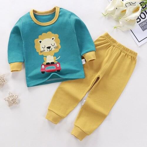 New 2020 Kids Boys Girls Pajama Sets Cartoon Dinosaur Print T-Shirt Tops with Pants Toddler Baby Autumn Sleeping Clothing Sets