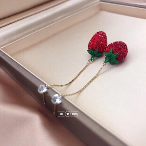 New Fruit strawberry earring female lovely girl simulation red strawberry dangle earring for women fine jewelry accessories