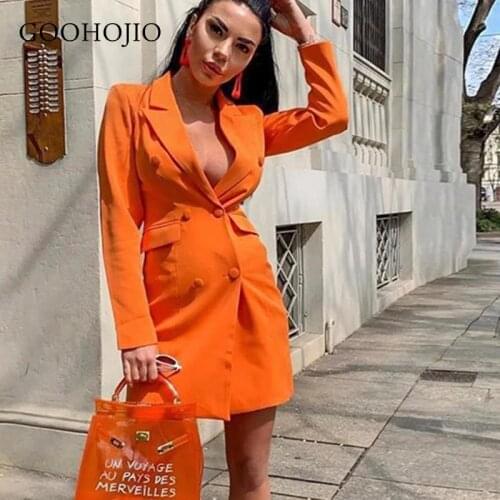GOOHOJIO 2021 Spring and Autumn New Single-breasted Women Blazers Long Sleeve Blazers for Ladies Solid Color Lapel Women Blazers