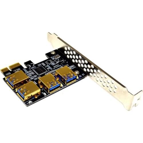 PCIE Riser Card Adapter 4 Ports PCI-E 1 to 4 USB 3.0 Riser Extender for Ethereum ETH/Monero XMR/Zcash for BTC Mining
