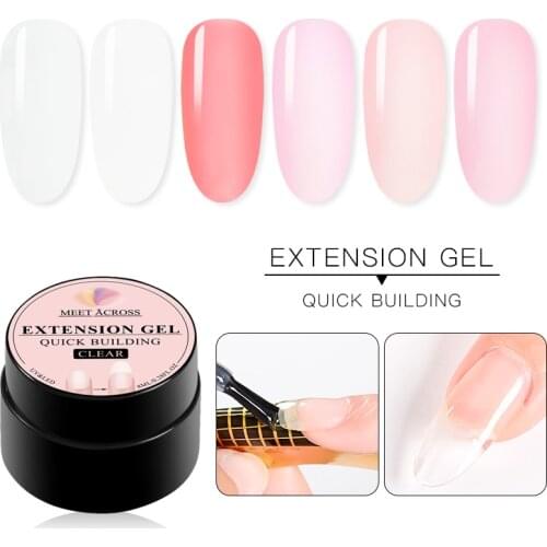 MEET ACROSS Clear White Poly UV Nail Gel Acryl Gel UV LED Builder Acrylic Gel for Nail Art Tip Quick Extension Gel