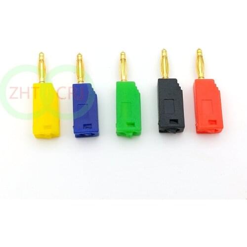 10pcs 5 Color 2mm Banana Plug Gold Plated Copper stackable connector for Binding Post Test Probes