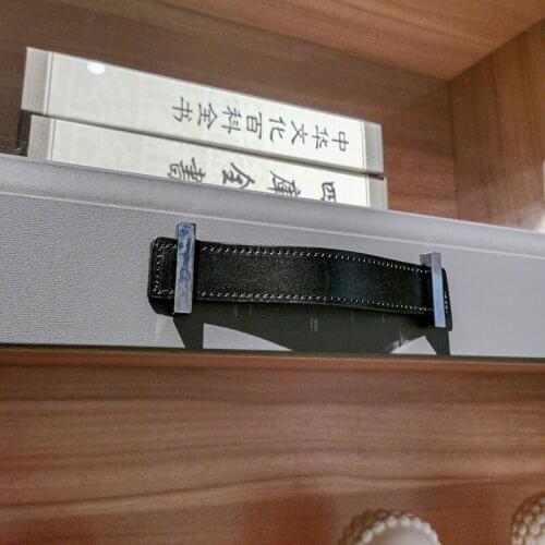 Modern Leather cabinet handle knob Black handles for kitchen furniture cabinets wardrobe handle drawer knobs with screws