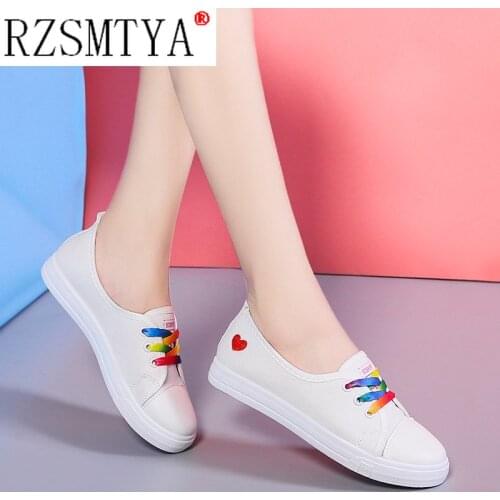 Women Fashion Round Toe High Quality Slip on Loafers for Summer Lady Casual White Lace Up Stylish Shoes for Student Sapato