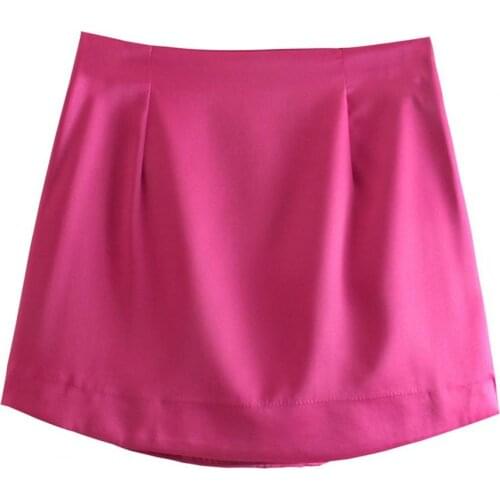 High Waist Mini Skirt Solid Color Sexy Skin-friendly Zipper Closure A-line Women Skirt Streetwear for Daily Wear