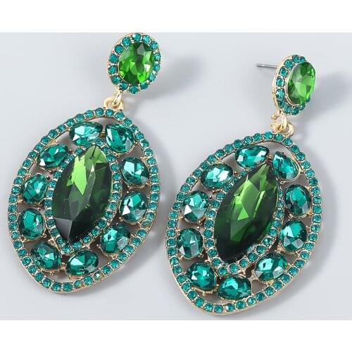 New Luxury Bohemian Green Stone Pendant Long Drop Earring for Women Fashion Fashion Jewelry