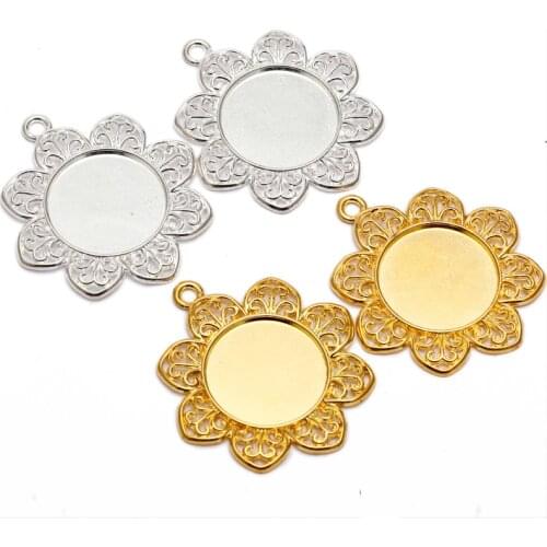 10pcs/lot Silver/Gold Tray Round Inner 25 mm Fit Cabochon Base Bezel Settings DIY Jewelry Making Findings