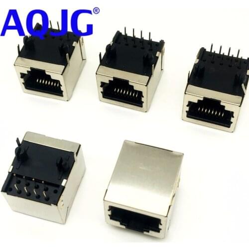 10Pcs Per Lot RJ45 Metal 8 Pin Female PCB Right Angle Board Jack Connector 8P8C