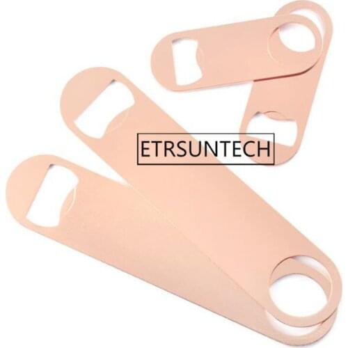 100pcs Flat Shape Stainless Steel Rose Gold Bottle Opener Beer Soda Cap Wine Bottle Opener Bar Kitchen Tools Custom Logo