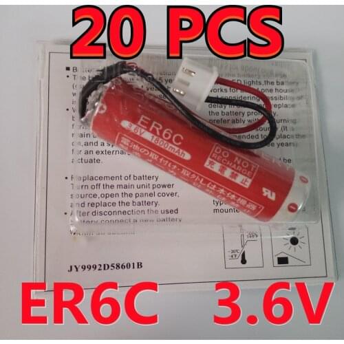 20PCS Original New For MAXELL AA 14500 ER6C 3.6V FX2N FX1N PLC Lithium Battery With White Plug