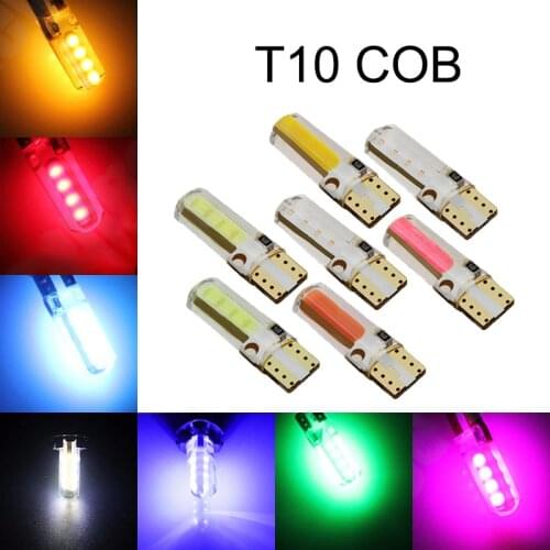 20Pcs T10 168 194 W5W COB 8 Chips Silicone LED Car Bulbs For Clearance Lamps License Plate Lights 12V