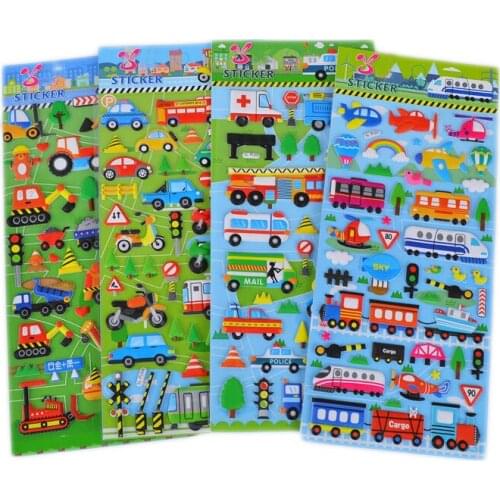 4Pcs Car Stickers Paper Funny 3D Cartoon Bubble Fridge Window Stationery Decorate Sticker Wall Toys Gifts For Children Kids Boys