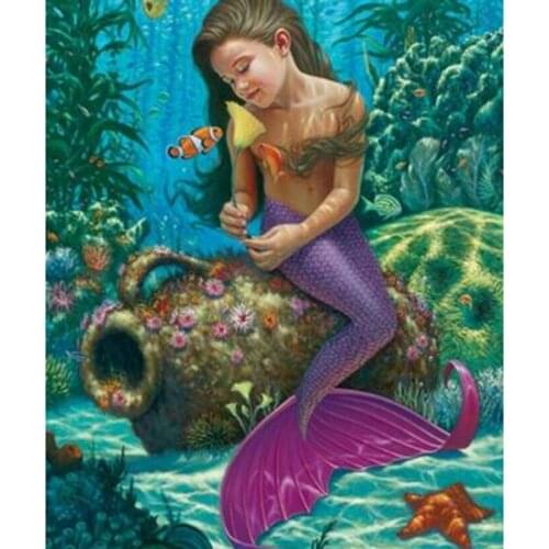 5D DIY Diamond Painting Mermaid Beauty Picture Cross Stitch Embroidery Square Round Diamond Mosaic Decoration Handmade WG2740