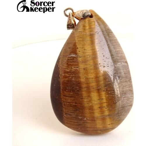 Free Shipping Fashion Jewelry Natural African Tigers Eye Stone Drop Pendant Necklace Timeless Gift For Boyfriend FS851