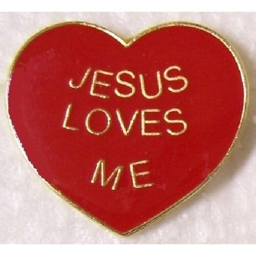 High quality Hat Lapel Pin Push Tie Religious Jesus Loves Me low price custom metal religious lapel pin High quality enamel pin