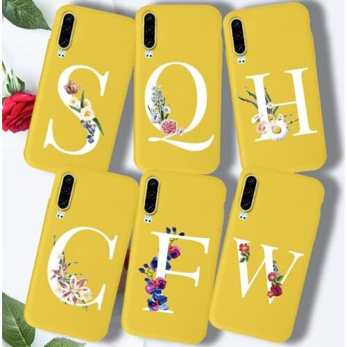 Letter Flower Case For Huawei Honor V30 20S Honor 20 Pro P30 Pro Lite NOVA 5T Honor20S Case Cover Silicone Yellow Bumper