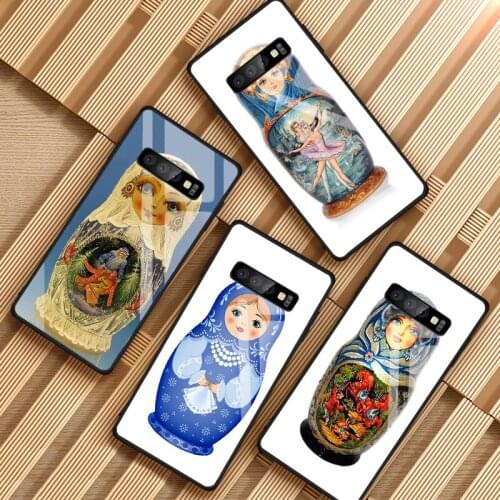 Chocolate Russian Painted Tempered Glass Phone Case For Samsung Galaxy S8 S9 S10 S20 PLUS J8 J6 J4 2018 NOTE 8 9 10 Cover Shell