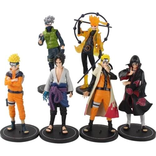 19cm 6pcs/Lot Anime Uzumaki Naruto Sasuke Hatake Kakashi Uchiha Itachi PVC Action Figure Figurine Statue Model Toy Doll