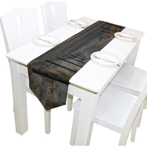 European Modern Beach Pattern Satin Table Runner Double-sided Printed Table Runner Tablecloth