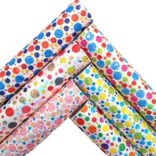 Glitterwishcome Candy Colors Polka Dots Chunky Glitter Faux Vinyl Fabric with Felt Backing Accessories Bows DIY 21X29CM GM2098B