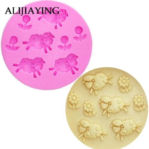 M0125 Sheep Flowers Fondant Silicone Mold Pastry Biscuits Mould Candy Chocolate Molds Cake Decoration DIY Baking Tools