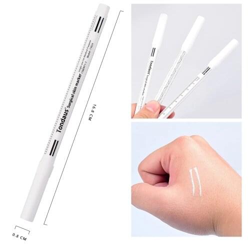 Eyebrow skin marker pen white surgical accessory with measuring ruler and microblading positioning