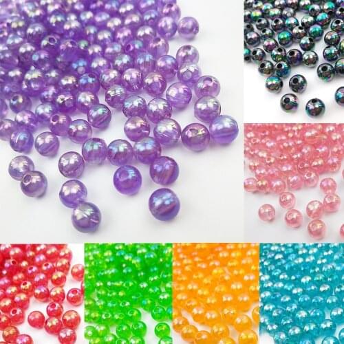 50pcs/lot 8mm Fashion Colorful beads Round Loose beads Spacer Hole Bead diy for Jewelry Making Necklace Bracelet