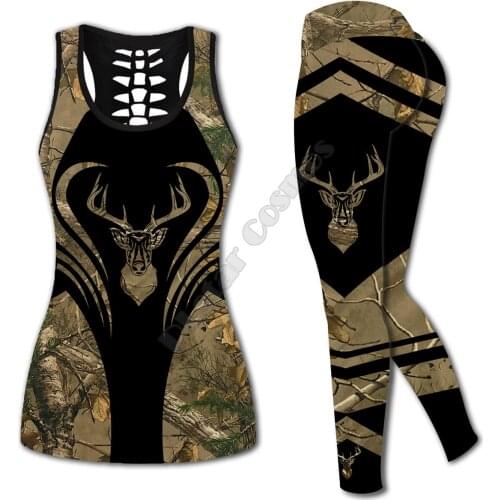 Sea turtle Polynesian 3D Printed Hollow Out Tank Legging Suit sexy Yoga Fitness Soft Legging Summer Women For Girl 48