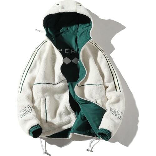 Mens Jacket Double-Sided Wear Lalambswool 2020 Winter Brand New Jacket Casual Warm Thick Parkas Coat Man Hooded Mens Clothing