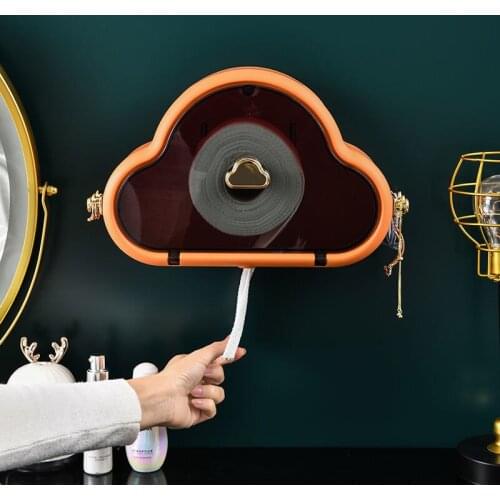 Punch-Free Clouds Toilet Paper Holder Rack Waterproof Wall-Mounted Toilet Tissue Box Roll Paper Storage Box Bathroom Accessories