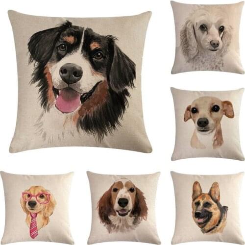 Dog Cushion Cotton Linen Cover Throw Pillows cover French BullDog Watercolor Pattern Cushion Bull Terrier 45x45cm pillowcase