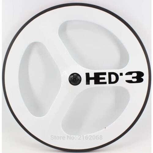 New white 700C 3 spokes and clincher rim integrated Road Track Fixed Gear bike full carbon bicycle wheelset with hub Free ship