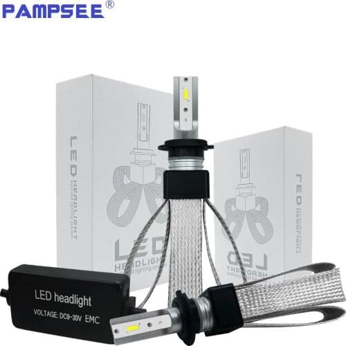 PAMPSEE T8 Car Headlight H4 H7 Led Bulbs H1 H3 H8 H11 HB4 HB3 9006 9005 H27 880 CSP Chips 9600LM 6000K 12V Auto Light Bulb Lamp