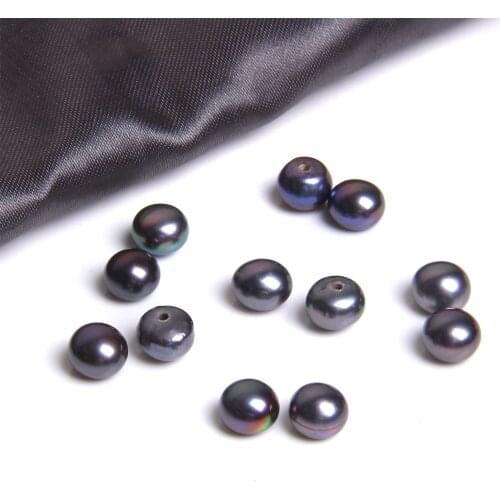 5.8mm AAA Freshwater Natural Pearls Half Hole Semi Round Pearl Beads Black Button Bread Pearls For Earrings Jewelry Making DIY