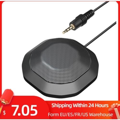 Portable 3.5mm Plug Conference Microphone 360° Omnidirectional Condenser Computer PC Mic Plug and Play Small Microphone