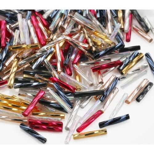 New Size 30g/bag Color Plated 2.5X12.mm Tube bead Glass Garment Seed Beads Accessory Diy Craft