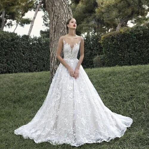 Wedding Dress Off the Shoulder Suknia Slubna O-Neck Luxury Vestidos De Noiva Beading Appliques Sukienka Na Wesele Bridal Gowns