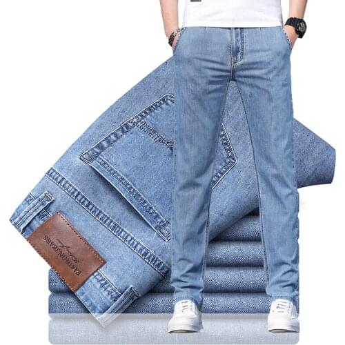 Light Blue Brand Jeans MenS Straight-Leg Loose-Fitting Casual Pants Business Middle-Aged Spring And Autumn Summer Thin Trousers