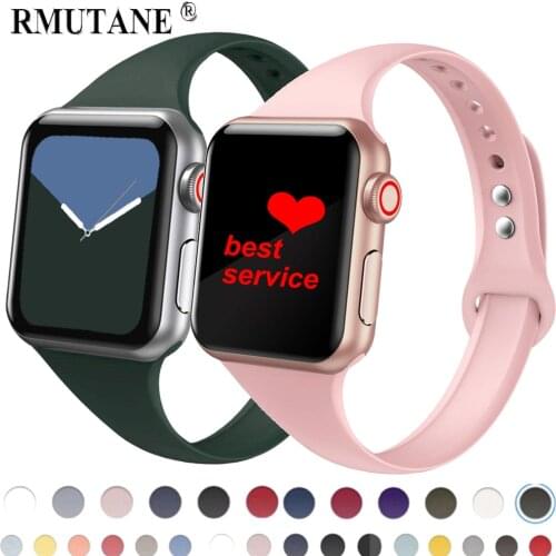 Slim strap for Apple watch band 44mm 40mm 42mm 38mm Sport Silicone bracelet iWatch series band 6 SE 5 4 3 2 1 38 40 42 44 mm