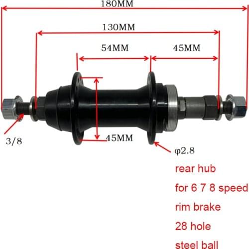 28 hole Rear hub for folding bike 130 135mm aluminum alloy bead hub with steel ball v brake hub