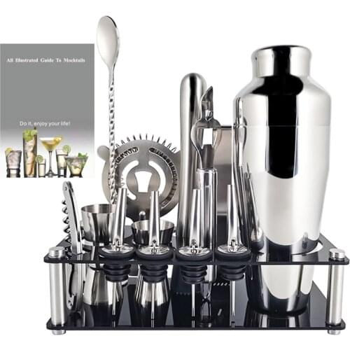 1-13 Pieces Professional Bar Tools for Bartenders Cocktail Shaker Bar Set with Cocktail Bar Rack Stand